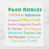 Wijnland Paso Robles Wijn Etiket (Enkel label)