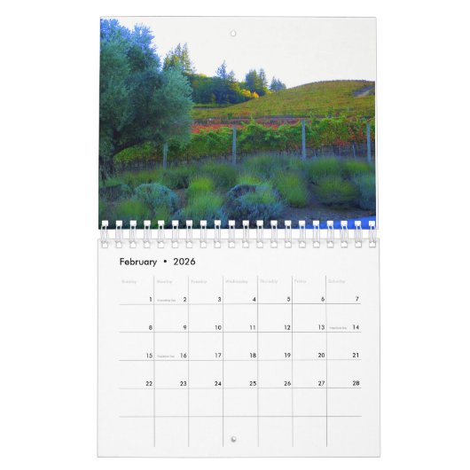 Wijnland, Sonoma County, California Calendar Kalender (Feb 2026)