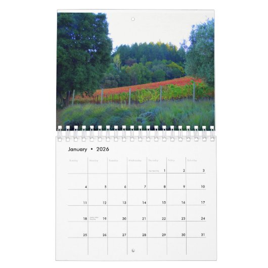 Wijnland, Sonoma County, California Calendar Kalender (Jan 2026)