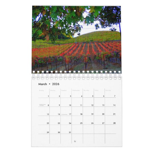 Wijnland, Sonoma County, California Calendar Kalender (Mar 2026)