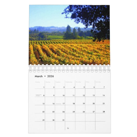 Wijnland, Sonoma County, California Calendar Kalender (Mar 2026)