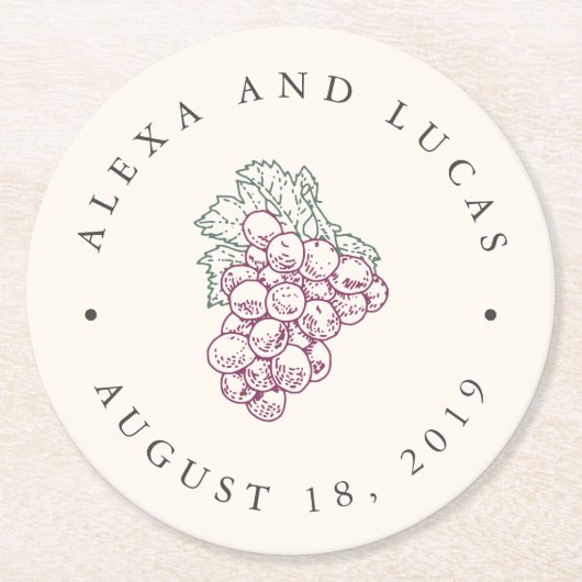 Wijnland Weddenschap Ronde Kartonnen Onderzetter (Voorkant)