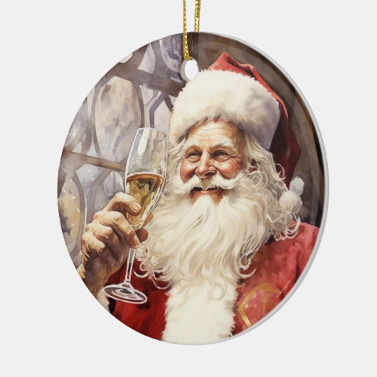 Wijnliefhebbende Sinterklaas Keramisch Ornament (Links)