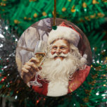 Wijnliefhebbende Sinterklaas Keramisch Ornament<br><div class="desc">Dit ontwerp kan op het gebied worden gepersonaliseerd dat door de foto en/of tekst te veranderen wordt verstrekt. Of het kan worden aangepast door te klikken deze Sjabloon personaliseert en dan de klik te kiezen om verdere optie aan te passen en de kleur van de achtergrond te schrappen of te...</div>