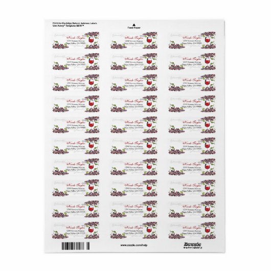 Wijnliefhebber adreslabel - Klein Etiket (Full Sheet)