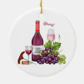 Wijnliefhebber druiven, wijnfles, wijnglazen keramisch ornament (Achterkant)