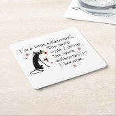 Wijnliefhebber Funny Quote met Kat Kartonnen Onderzetters (Schuin)