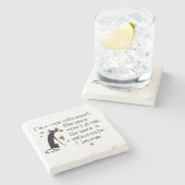 Wijnliefhebber Funny Quote met Kat Stenen Onderzetter (Zijkant)