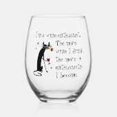 Wijnliefhebber Funny Quote met Kat Wijnglas Zonder Voet (Voorkant)