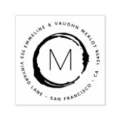 Wijnliefhebber met Monogram Glas Cirkel Vlek Zelfinktende Stempel (Design)