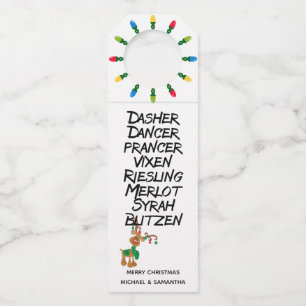 Wijnliefhebber rendieren Namen Funny Christmas Flessenhanger