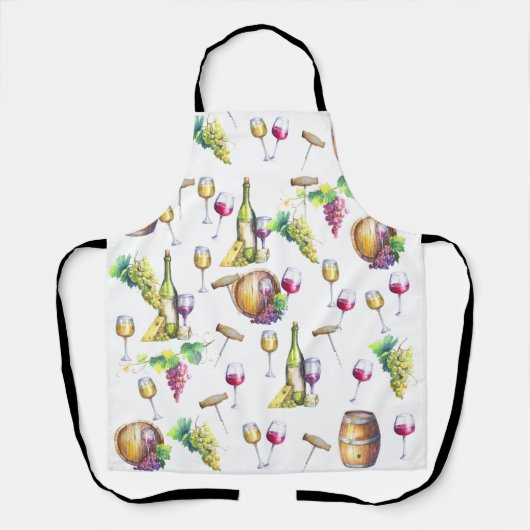 Wijnliefhebber Winery Wit Rood Patroon Schort (Voorkant)