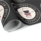 Wijnliefhebbers club zwart cadeaupapier (Rol Hoek)