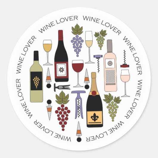 Wijnliefhebbers Flessen, Accessoires & brillen Mot Ronde Sticker (Voorkant)