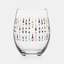 Wijnliefhebbers Flessen met namen geïllustreerd Wijnglas Zonder Voet