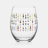 Wijnliefhebbers Flessen met namen geïllustreerd Wijnglas Zonder Voet (Achterkant)