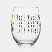 Wijnliefhebbers Flessen met namen geïllustreerd Wijnglas Zonder Voet (Rechts)