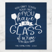 Wijnliefhebbers Grappig 2020 Covid Kerst Blauw Hou Wijn Etiket (Enkel label)