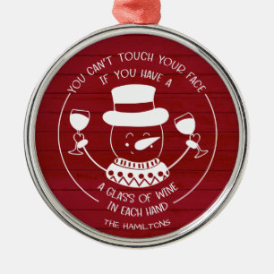 Wijnliefhebbers Grappig 2020 Covid Kerst Rood Hout Metalen Ornament