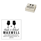 Wijnliefhebbers Wijnglazen Koppels Adresstempel Rubberstempel (Gestempeld)