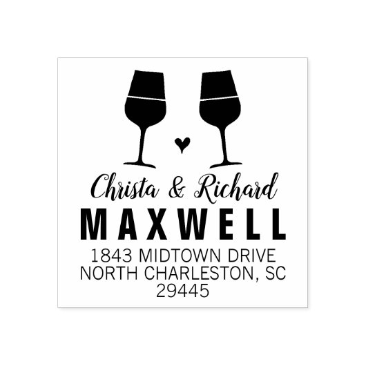 Wijnliefhebbers Wijnglazen Koppels Adresstempel Rubberstempel (Afrduk)