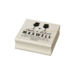 Wijnliefhebbers Wijnglazen Koppels Adresstempel Rubberstempel