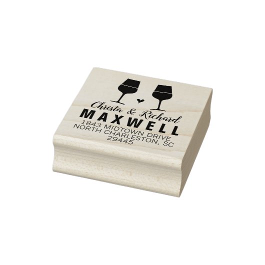 Wijnliefhebbers Wijnglazen Koppels Adresstempel Rubberstempel (Stempel)