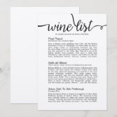 Wijnlijst voor kraftpapier kaart (Voorkant / Achterkant)