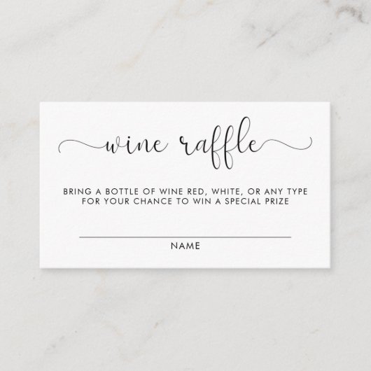 Wijnloterij Baby Shower Insteekkaart Informatiekaartje (Voorkant)