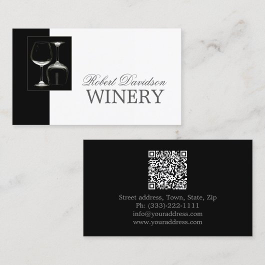 Wijnmaker Sommelier Winery Black Glass Kaart Visitekaartje (Voorkant / Achterkant)