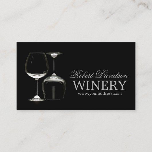 Wijnmaker Sommelier Winery Black Glass Kaart Visitekaartje (Voorkant)