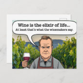 Wijnmaker, wijngaard, wijn is het levenselixer briefkaart (Voorkant / Achterkant)
