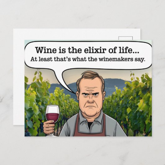 Wijnmaker, wijngaard, wijn is het levenselixer briefkaart (Voorkant / Achterkant)