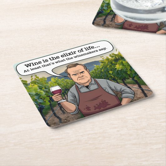 Wijnmaker, wijngaard, wijn is het levenselixer kartonnen onderzetters (Schuin)