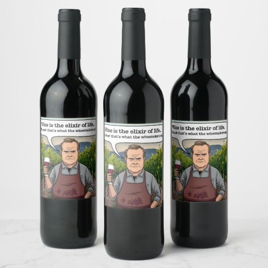 Wijnmaker, wijngaard, wijn is het levenselixer wijn etiket (Flessen)