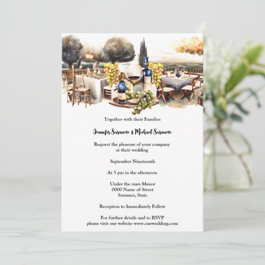 Wijnmakerij al fresco tafels herfst herfst wijngaa kaart (Staand voorkant)