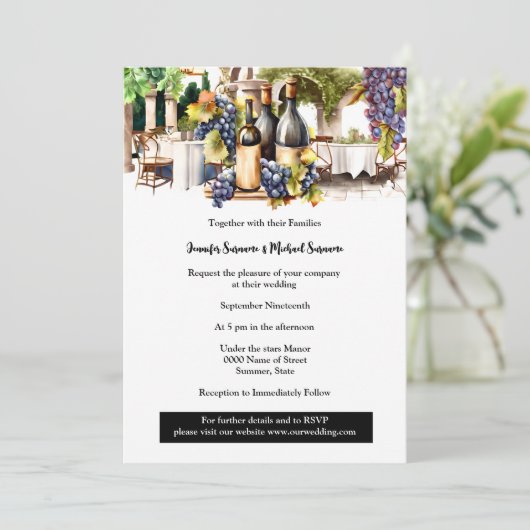 Wijnmakerij al fresco wijngaard waterverf druiven kaart (Staand voorkant)