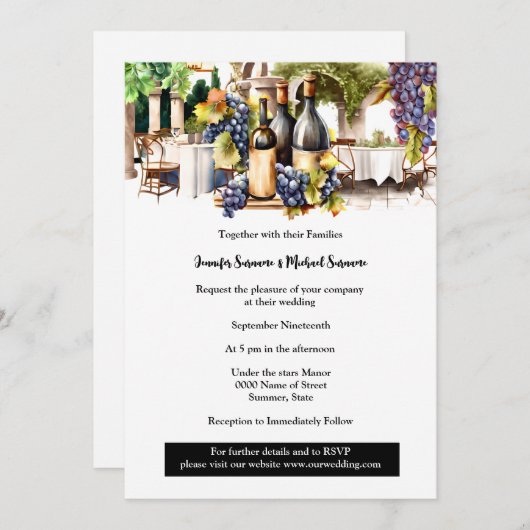 Wijnmakerij al fresco wijngaard waterverf druiven  kaart (Voorkant / Achterkant)