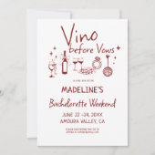 Wijnmakerij Bachelorette Wineproeverij Rode Itiner Kaart (Voorkant)