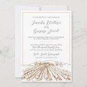 Wijnmakerij bruiloft uitnodiging met wijngaard tek (Voorkant)