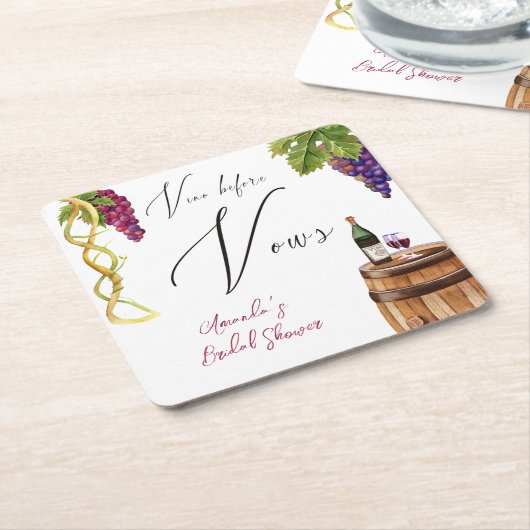 Wijnmakerij Bruiloft Vino Before Vows Bruidsfeest Kartonnen Onderzetters (Schuin)