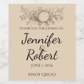  wijnmakerij bruiloft wijn label etiket (Enkel label)