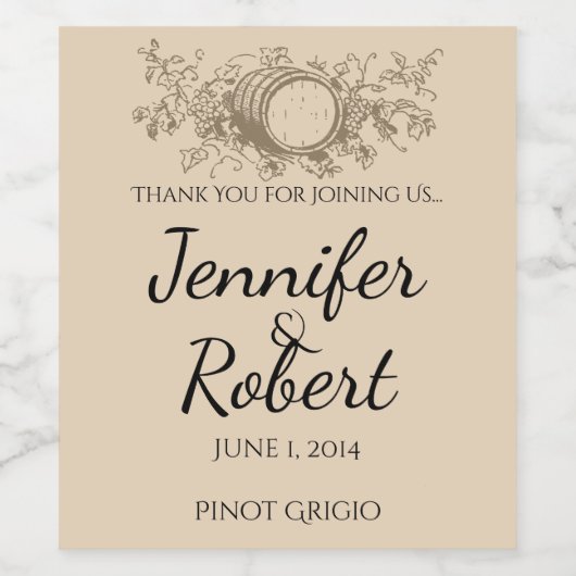 wijnmakerij bruiloft wijn label wijn etiket (Enkel label)