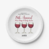 Wijnmakerij glazen fles rode wijn proeven wijngaar papieren bordje (Voorkant)