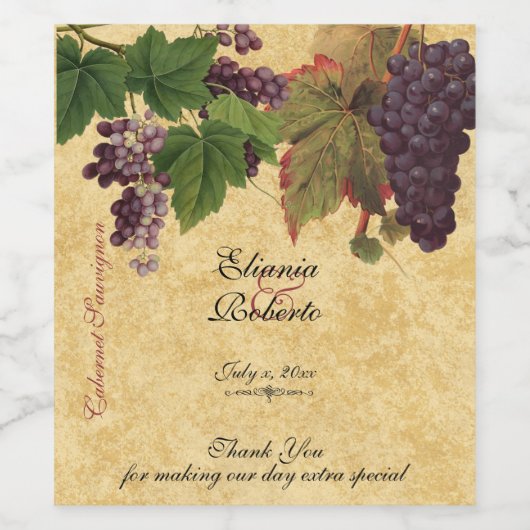 Wijnmakerij Huwelijk Rustiek Wijn Etiket (Enkel label)