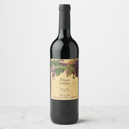 Wijnmakerij Huwelijk Rustiek Wijn Etiket (Voorkant)