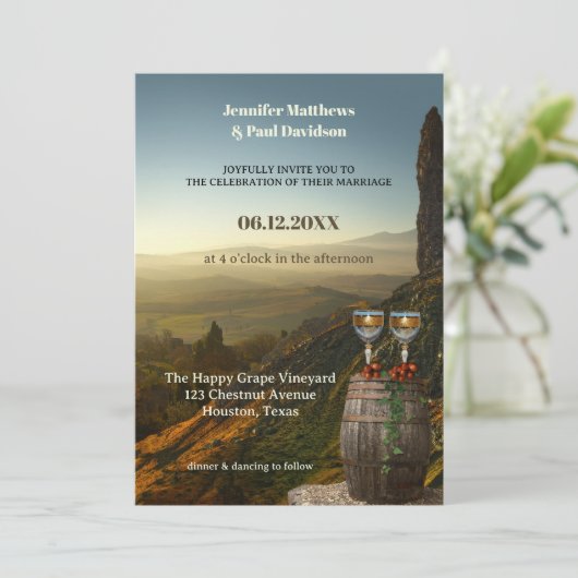 Wijnmakerij of Wijngaard Alles in één bruiloft uit Kaart (Staand voorkant)