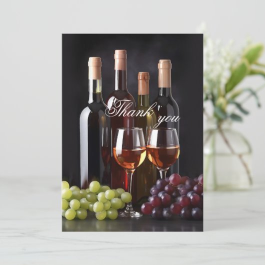 Wijnmakerij of Wijngaard Wijn Trouwfoto Bedankkaart (Staand voorkant)