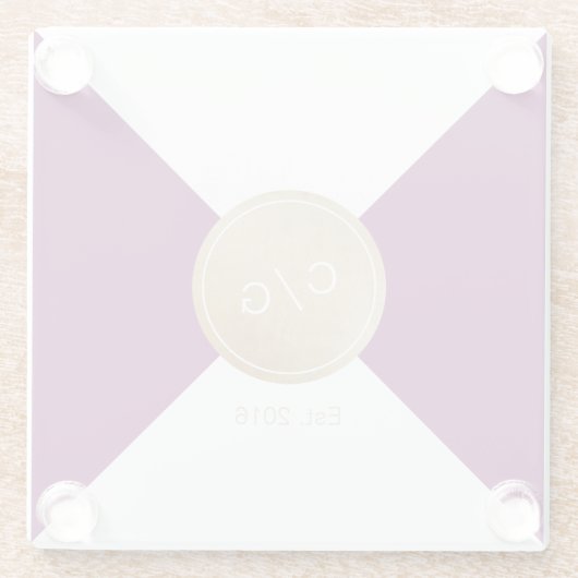 Wijnmakerij paarse minimalistische moderne bruilof glazen onderzetter (Achterkant)