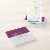 Wijnmakerij paarse minimalistische moderne bruilof glazen onderzetter (Schuin)